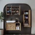 Set Dulap de Baie cu Chiuvetă și Oglindă (3 Piese), Hanah Home, 2573, MDF, Maro