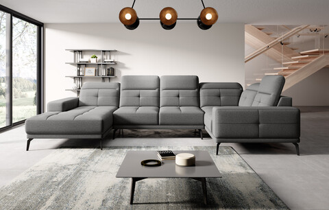 Coltar dreapta 6 locuri ELTAP, RT-05GO, Neviro, 350x201x77 cm, lemn/poliester, gri