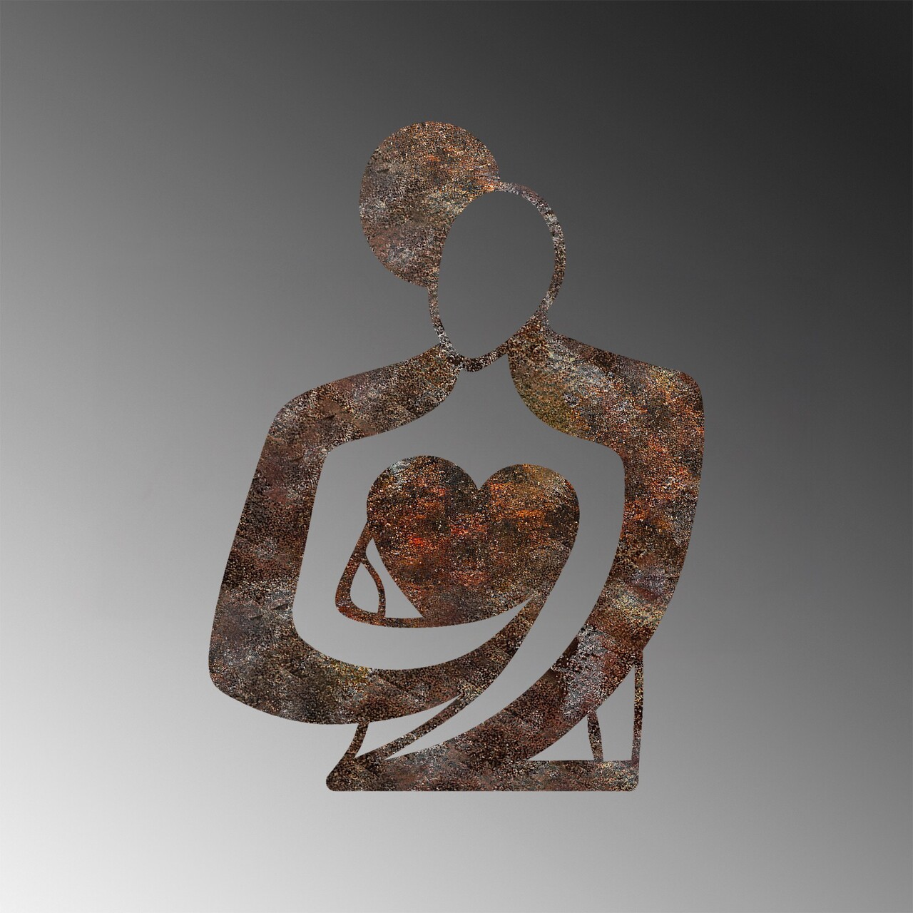 Decoratiune de perete, Rusty Hug, Dimensiune: 70 x 52 cm, Maro antichizat - view 6