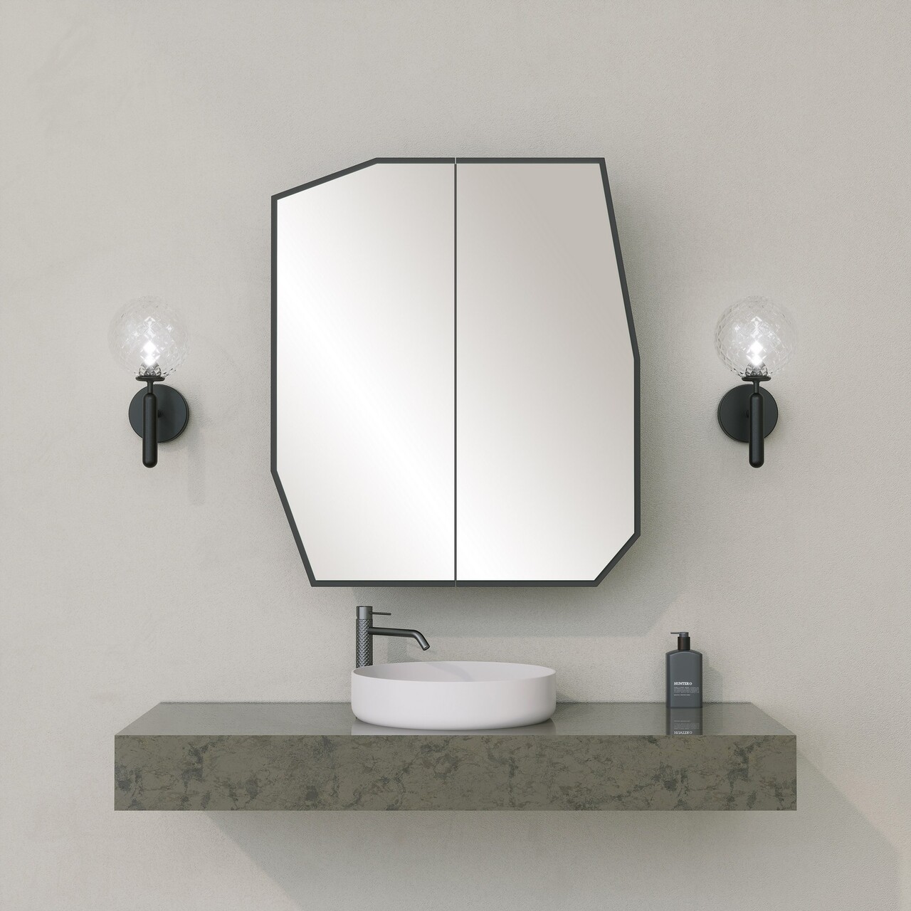 Dulap de baie, Neostill, Quartz Cabinet, 12x45x50 cm, MDF , Negru