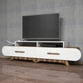 Comoda TV, Hommy Craft, Flora, 205x50x36.8 cm, Nuc/Alb