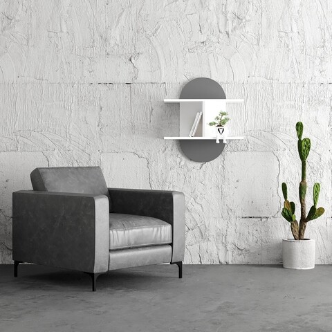 Raft auro, decortie, 67x22x74 cm, pal melaminat, alb/antracit