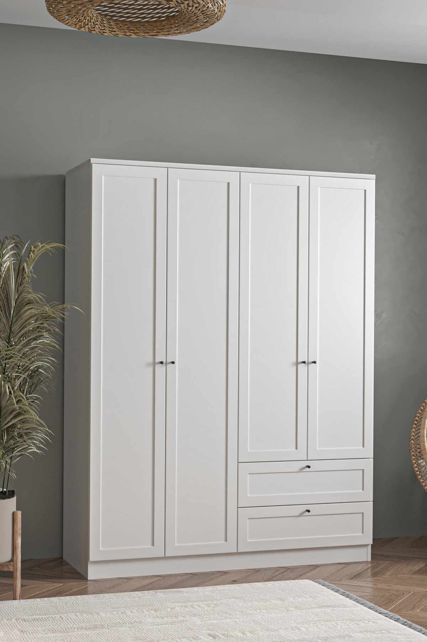 Dulap pentru haine, Hanah Home, Terra 182, 137x182x52 cm, Alb - view 2