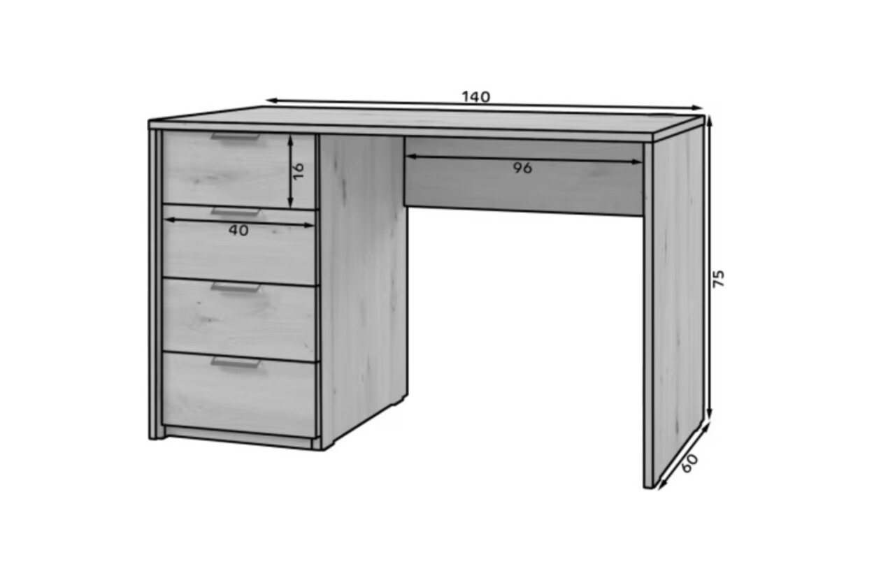 Birou ELTAP, Barold, 140x60x75 cm, PAL, stejar