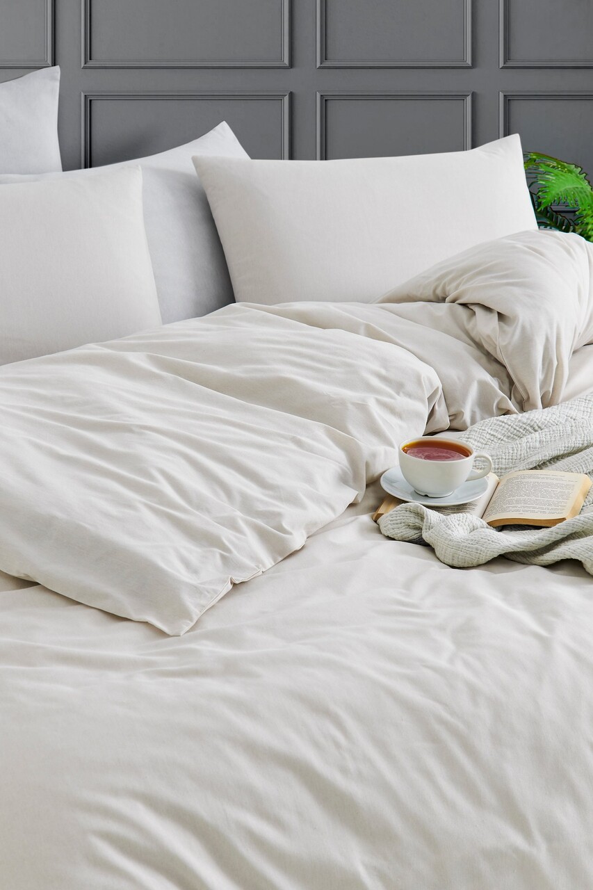 Lenjerie de pat pentru o persoana, Yarn Dyed - Beige, Tabu Home, 70% bumbac/30% poliester
