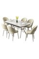 Set masa extensibila si scaune (7 piese), Hanah Home, Weps, Gri / Crom / Crem
