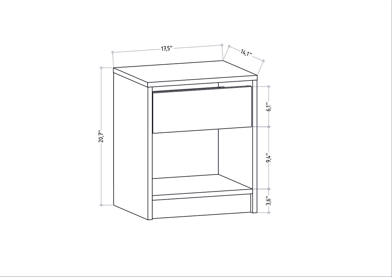 Noptiera, Retricy, Sheridan, 44.6x35.9x52.8 cm, PAL, Antracit