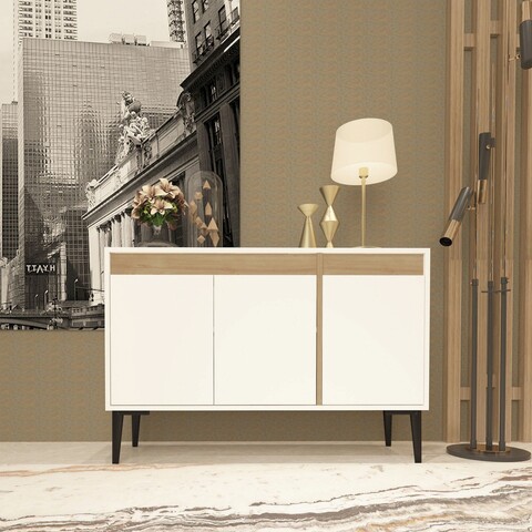 Consola, Olivia, Asude, 120x75x40 cm, PAL, Stejar alb / safir mezoni.ro