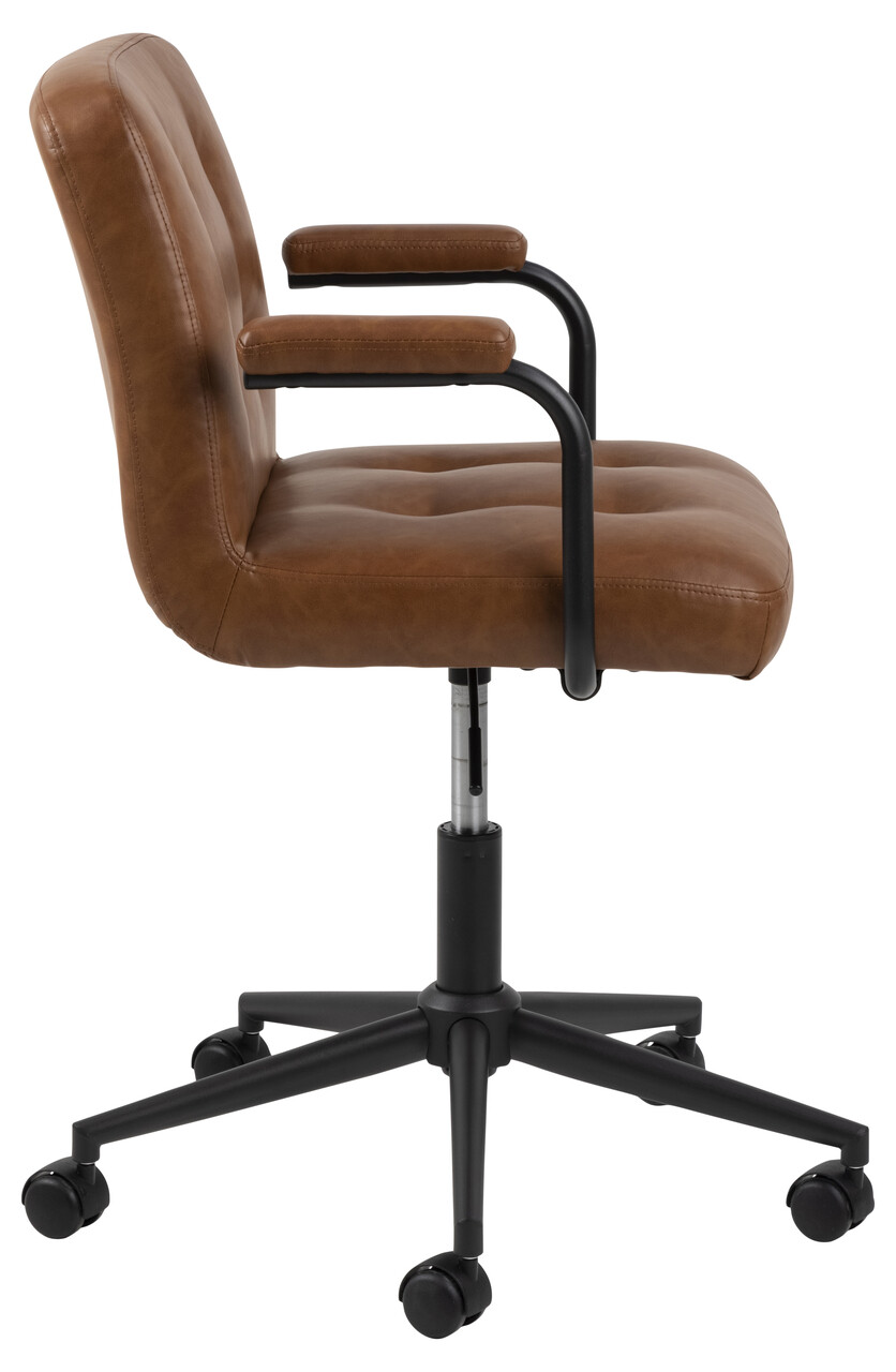 Scaun de birou Cosmo, Actona, 56x59x88.5 cm, rotativ, piele ecologica/otel, brandy - view 6