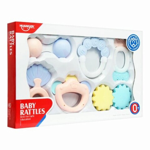 Set 6 jucarii pentru dentitie, Rattle Toys, HE0114, 0M+, silicon/plastic, multicolor