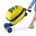Trotineta cu valiza Berlinger, Minions Collection, 36x28x22 cm, plastic/fier/poliester, galben/albastru