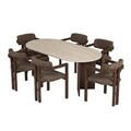 Set masa si scaune (7 piese), Nordure, Meridia 6, Travertin / Nuc Milano / Nuc Închis / Maro