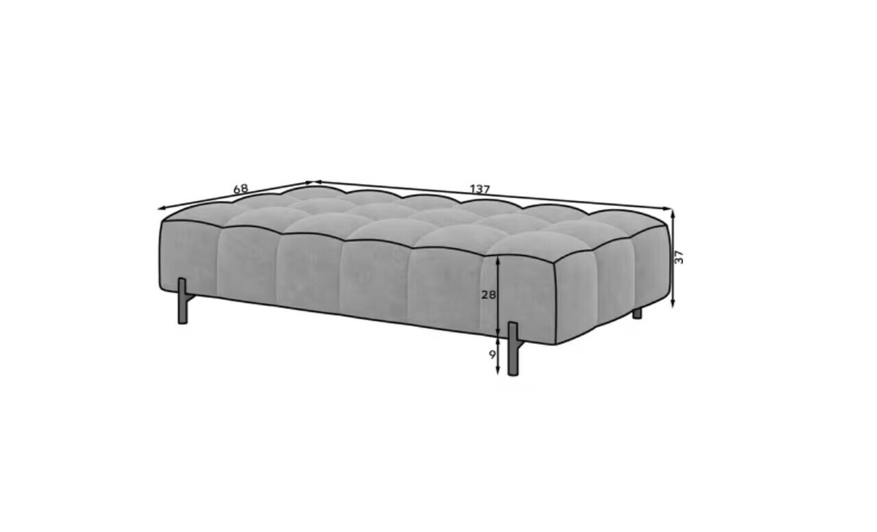 Taburet ELTAP, Ferivo, 137x68x37 cm, lemn/tesatura boucle, gri — imaginea 9