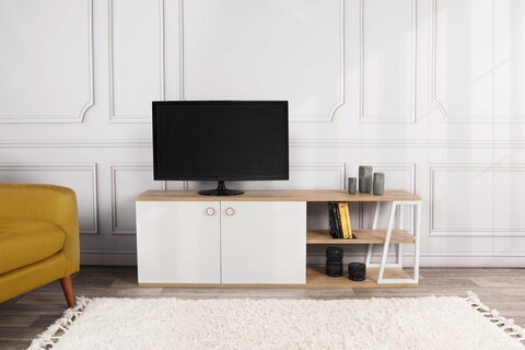 Comoda TV, Arnetti, Larina, 150×48.6×29.9 cm, PAL, Stejar alb Arnetti