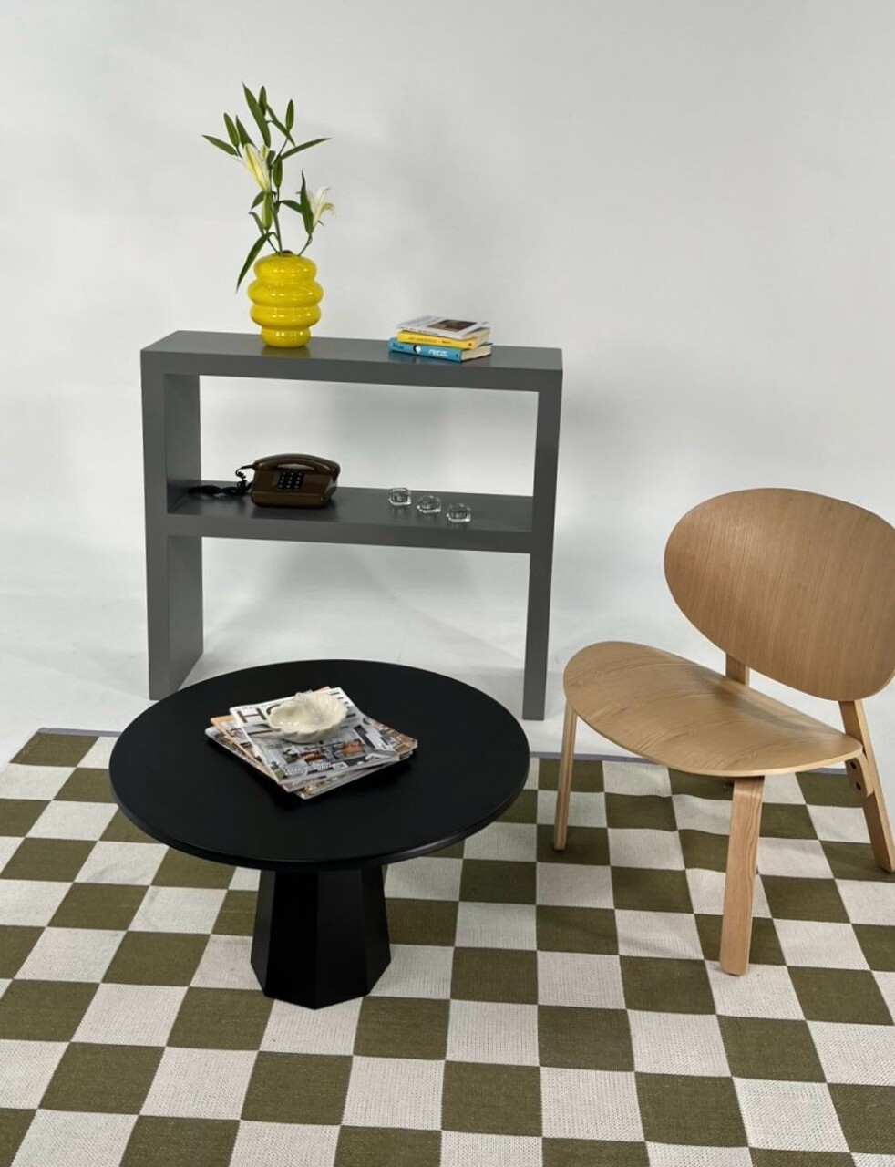 Masuta de cafea, Rotexa, Lilyum 42, 69x42x69 cm, Negru