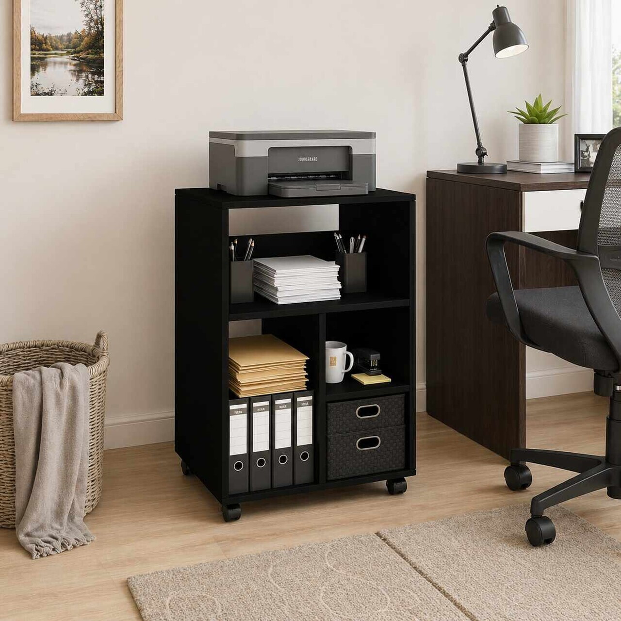 Corp biblioteca Hanah Home Cuup 50x75x40 cm PAL Negru