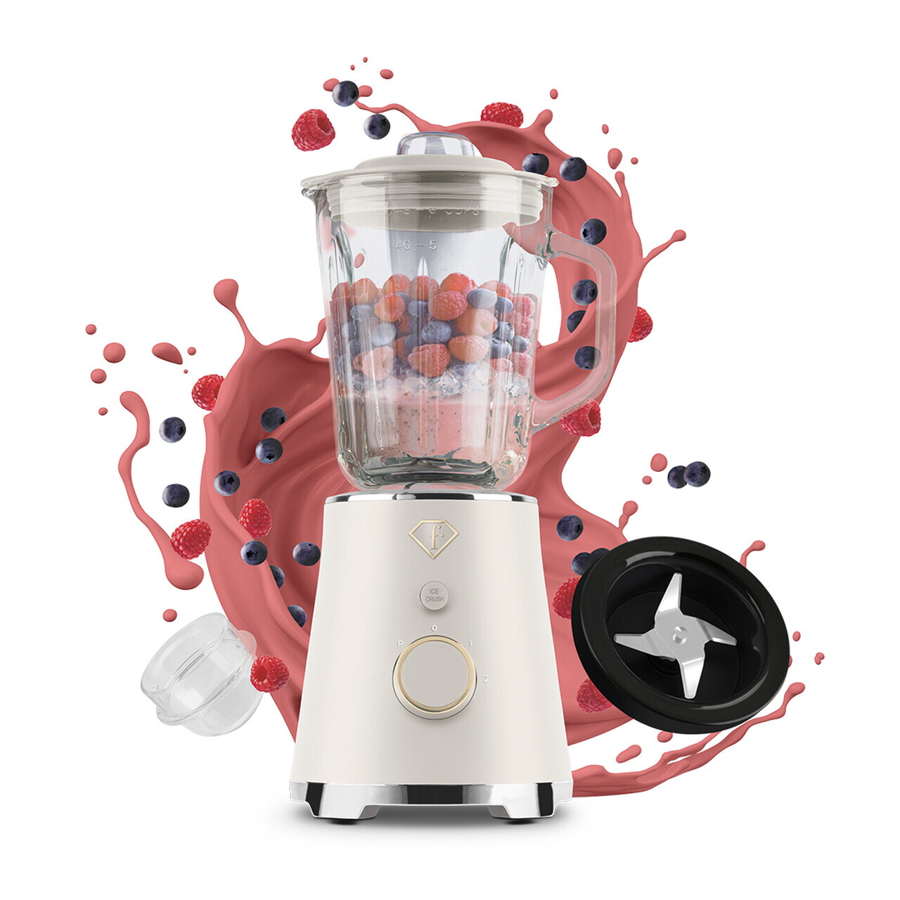 Blender de masa Fashion TV, Sahara, 1.5L, 1000W, plastic/sticla, crem/transparent - view 3