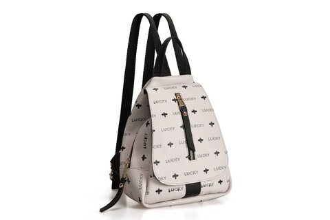 Rucsac, lucky bees, 945 white, piele ecologica, alb