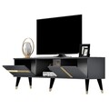 Comoda TV, Olivia, Vania, 150x29.6x50 cm, PAL , Antracit / Aur