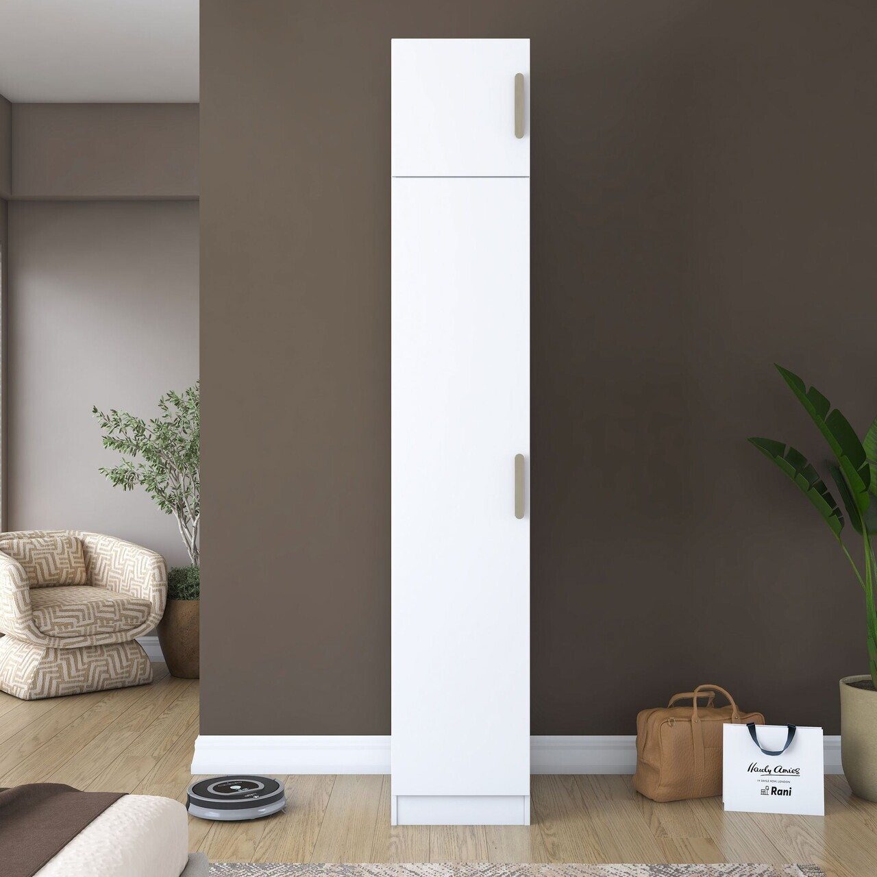 Dulap pentru haine, Hanah Home, BA212, 45x255x57.5 cm, PAL melaminat, Alb - view 3