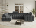 Coltar extensibil stanga 3 locuri ELTAP, LT-06SO, Fectory, 346x205x93 cm, lemn/poliester, gri inchis