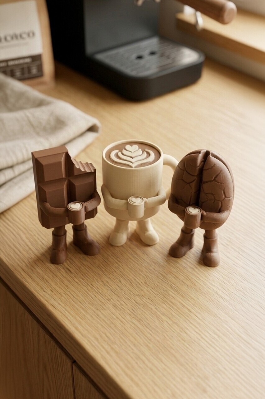 Set suporturi lumanari, Latte Art, Bioplastic, Maro / Crem — imaginea 4