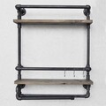 Raft de perete, Evila Originals, BoruRaf104, 60x67x17 cm, Nuc / Negru