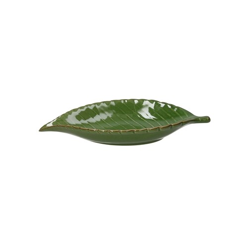 Platou pentru servire, Leaf Shaped, Tognana, 20x12x5.5 cm, ceramica glazurata, verde