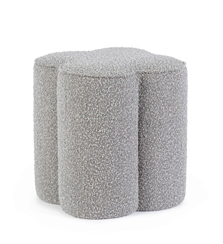 Taburet Cointa, Bizzotto, 40 x 40 x 45 cm, lemn de pin/poliester Boucle, gri