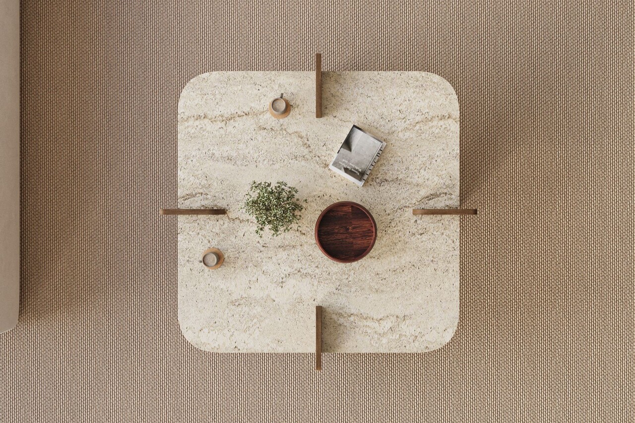 Masuta de cafea, Hanah Home, Poalla, 90x35x90 cm, PAL, Travertin / Nuc - view 4