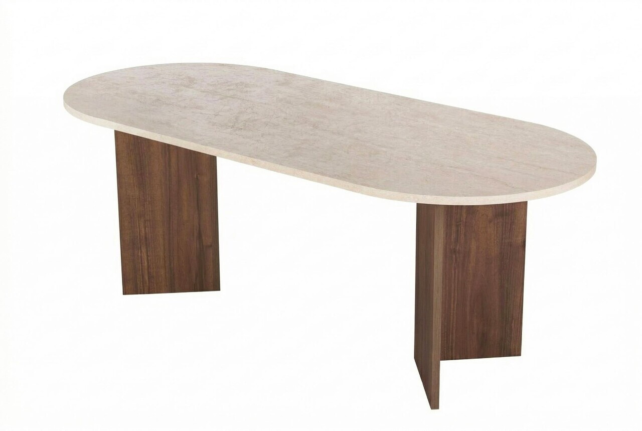 Masa, Hanah Home, Sabella, 200x75x90 cm, PAL, Travertin / Nuc Venezia — imaginea 3