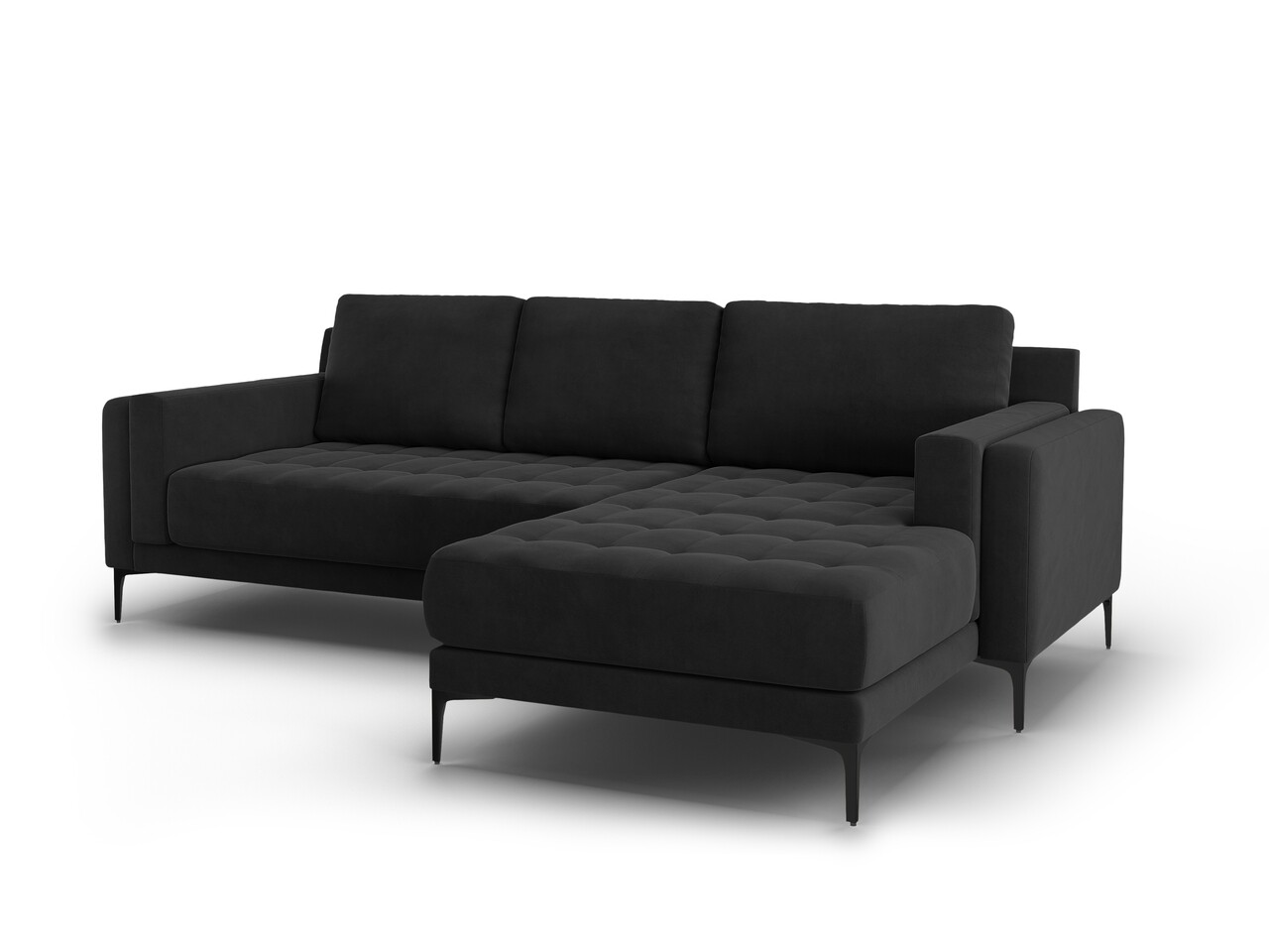 Coltar Dreapta, Orrino, Mazzini Sofas, 4 Locuri, 242x164x82 Cm, Catifea, Negru