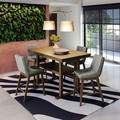 Set masa de bar si 4 scaune Tenon-Siera Line, Pakoworld, 150x90x91.5 cm, MDF/lemn masiv de cauciuc, maro/negru