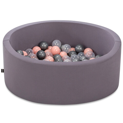 Piscina cu bile, Bubble Pop v3, 200 bile, Ø85 x 30 cm, bumbac/plastic, gri 200