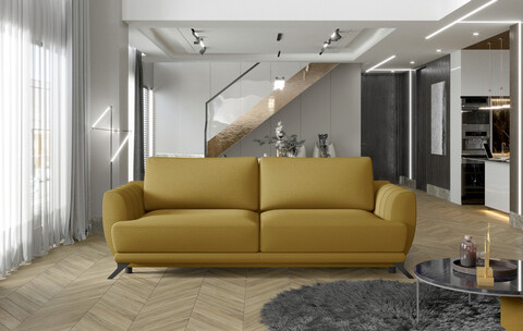 Canapea extensibila 3 locuri ELTAP, Meg23, Megis, 242x95x90 cm, lemn/poliester, mustar