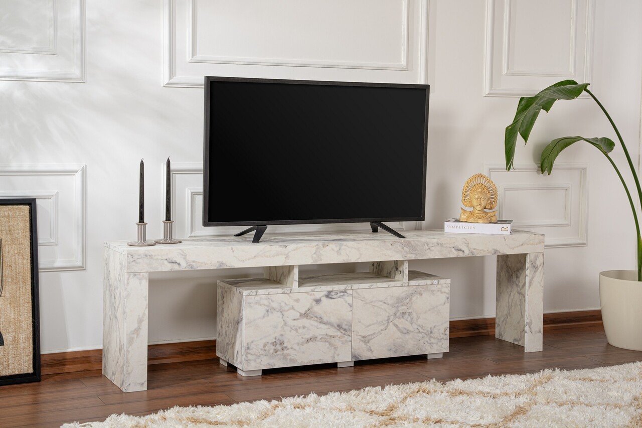 Comoda TV, Nordure, Enclave, 180x50x31.3 cm, Marmură Freesia