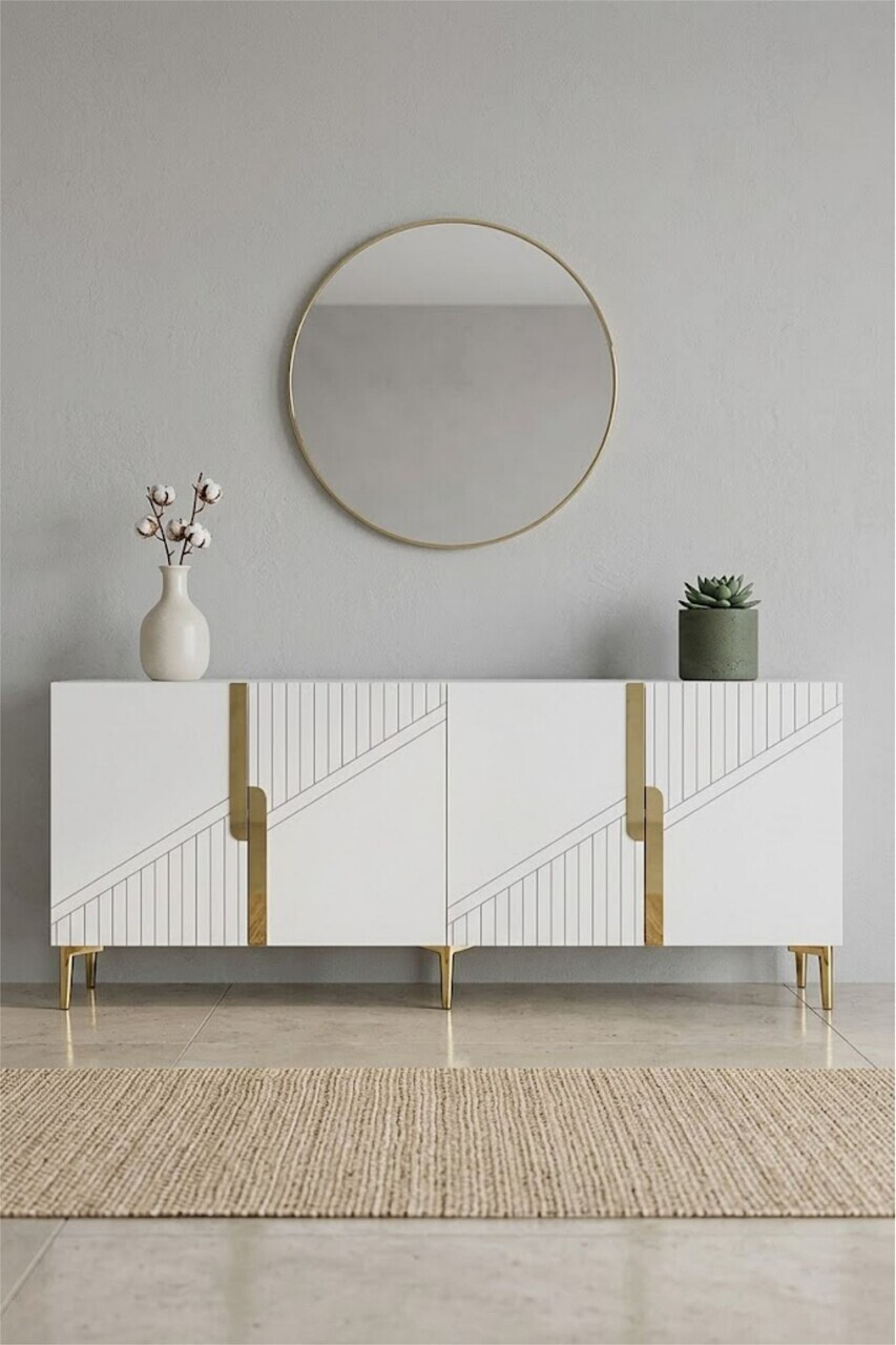 Consola, Hanah Home, Evva 150, 125x75x32 cm, Alb/Auriu — imaginea 5