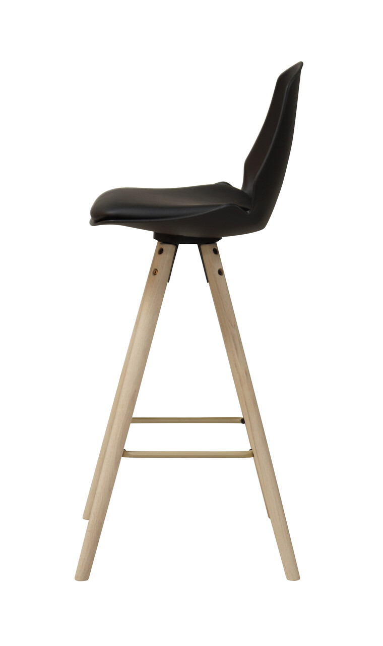 Scaun de bar Oslo, Actona, 46.5x49x105.5 cm, piele ecologica/otel, negru - view 3