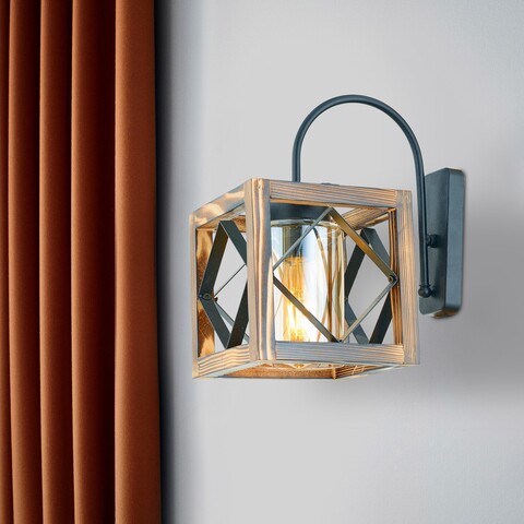 Aplica de perete, zikzak camli aplik, beacon, 28 x 30 cm, 1 x e27, 60w, maro/negru