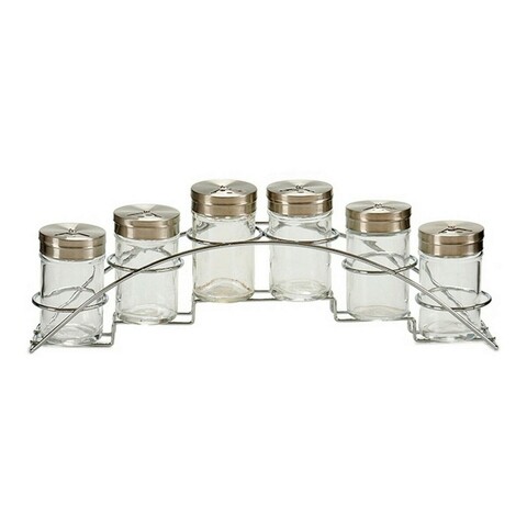 Set 6 recipiente condimente si suport Sage, Vivalto, 35 x 6.5 x 12.3 cm, 80 ml, sticla/inox 12.3