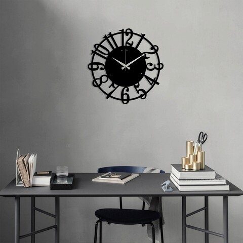 Ceas de perete, metal wall clock 15, metal, dimensiune: 48 x 48 cm, negru