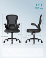 Scaun de birou, Songmics, functie de inclinare, cotiere rabatabile, 56x60x83.3-93.3 cm, 110 kg, gri dove