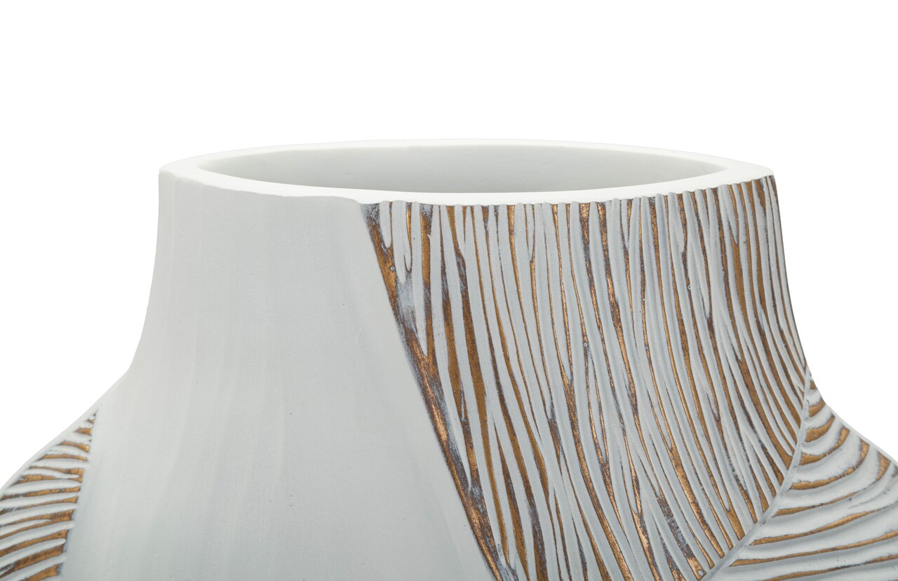 Vaza decorativa, Mauro Ferretti, Ho Chi Minh, 27x11.5x31 cm, polirasina, alb decolorat - imagine 3