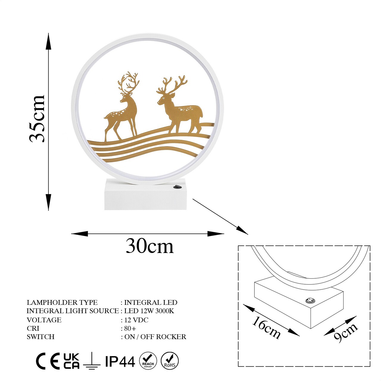 Lampa de masa, Shadow, 526SHD1144, Metal, Alb/Auriu