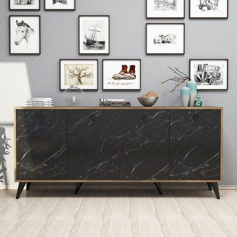 Bufet inferior Elite, Mezza, 180x45x80 cm, maro/negru 180x45x80