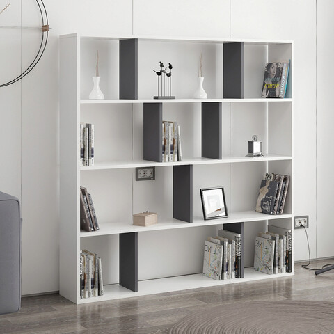 Corp biblioteca, Colman, Hodbi, 145.2x25x145 cm, Alb / Antracit Colman