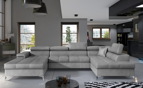 Coltar extensibil dreapta 5 locuri ELTAP, Edr-45, Eduardo, 337x205x88 cm, lemn/poliester, gri