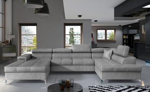 Coltar extensibil dreapta 5 locuri ELTAP, Edr-45, Eduardo, 337x205x88 cm, lemn/poliester, gri