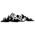 Decoratiune de perete, Mountain 2, metal, 68 x 19 cm, negru