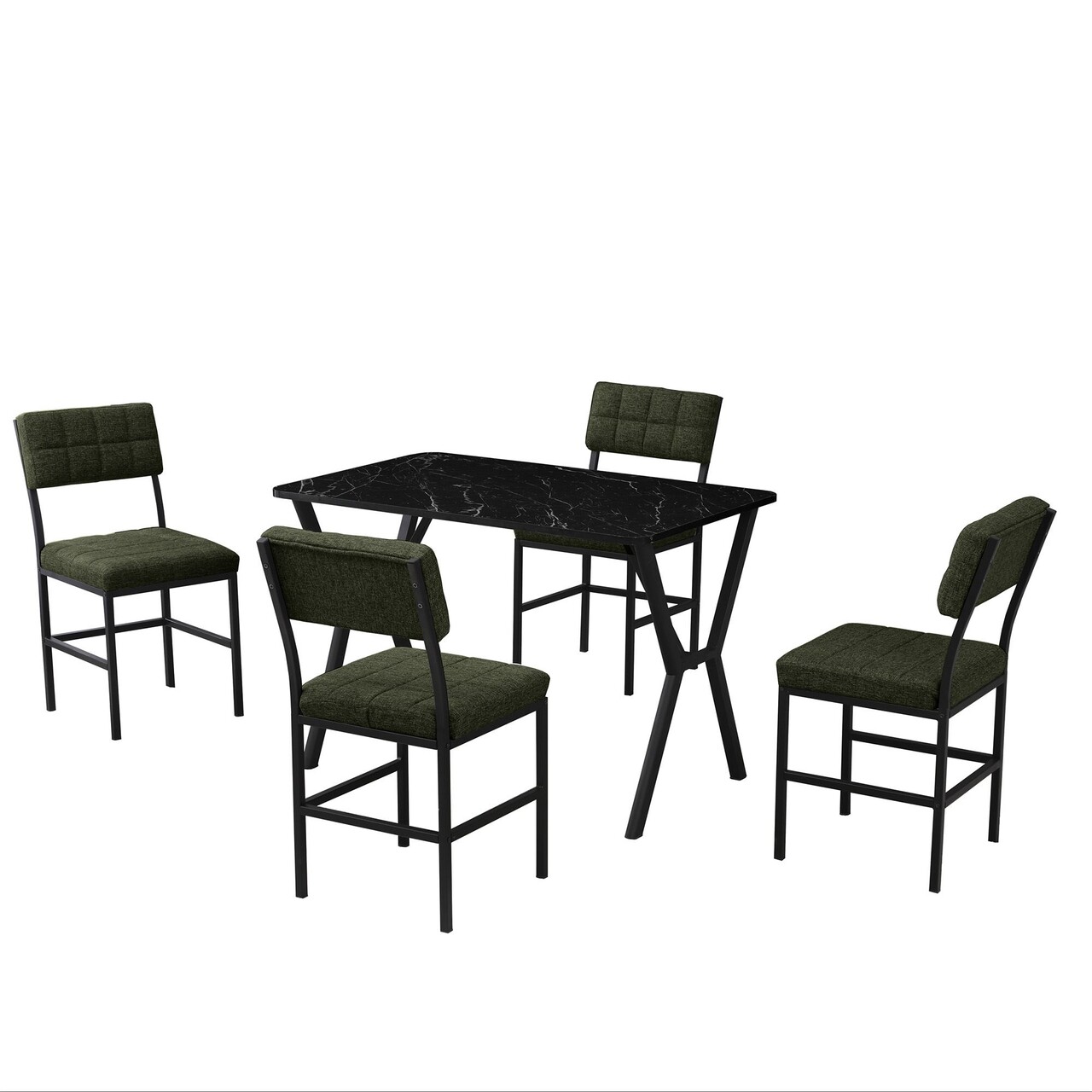 Set masa extensibila si scaune, Hanah Home, Dubai, Verde/Negru - view 4